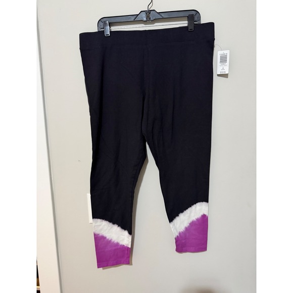 torrid Pants - TORRID Black Purple White Tie Dye Leggings Capri Activewear Athleisure Size 3X